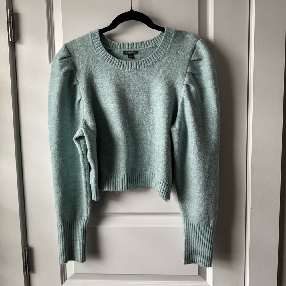 Wild Fable XL Long Puff Sleeve Green Sweater